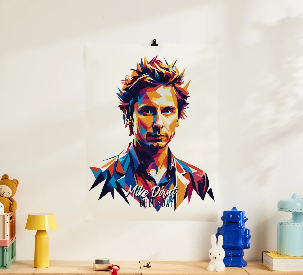 Mike Dirnt Portrait in WPAP Pop Art carta hahnemühle da vectorartnesia