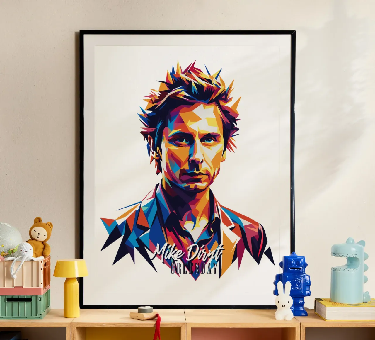 Mike Dirnt Portrait in WPAP Pop Art hahnemühle de vectorartnesia