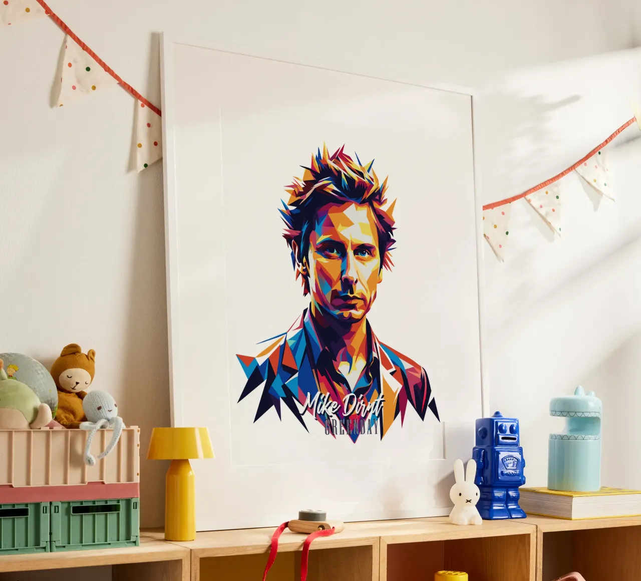 Mike Dirnt Portrait in WPAP Pop Art hahnemühle van vectorartnesia