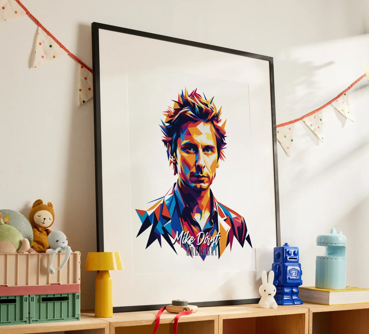 Mike Dirnt Portrait in WPAP Pop Art hahnemühle van vectorartnesia