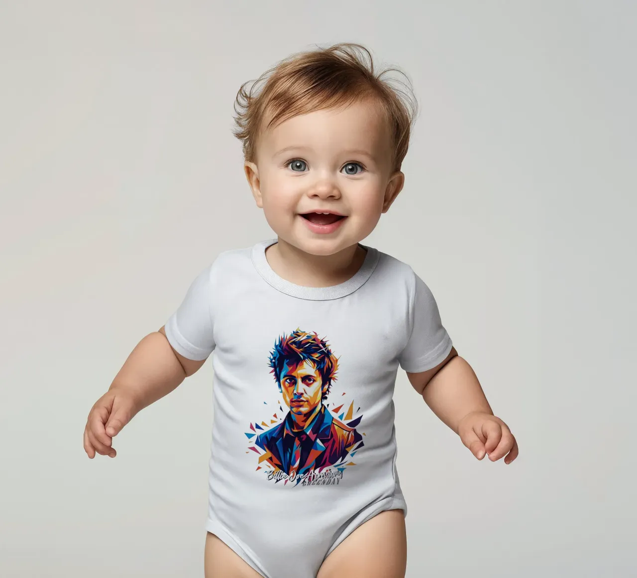 Billie Joe Armstrong Portrait in WPAP Pop Art body neonato maniche corte da vectorartnesia