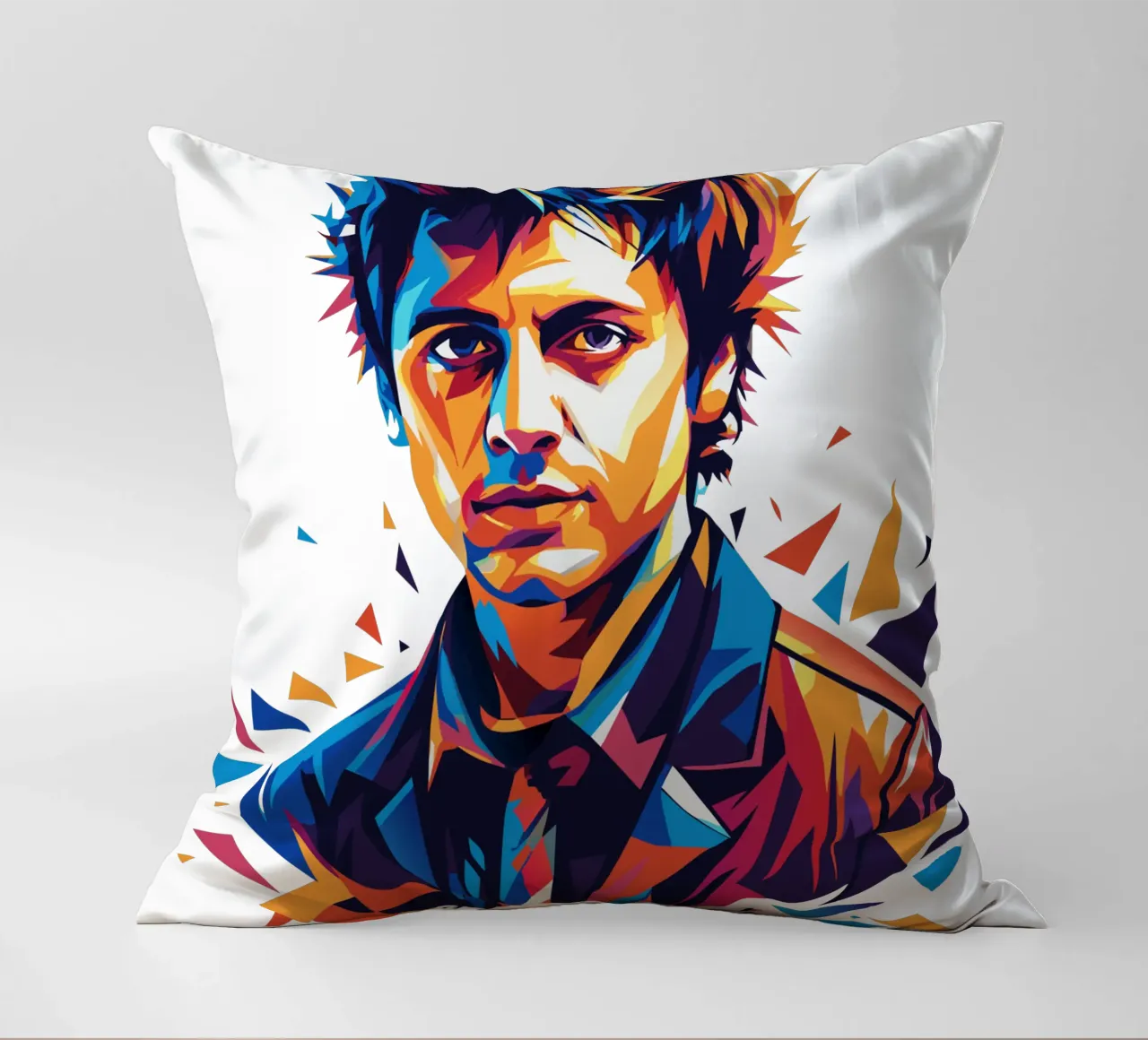 Billie Joe Armstrong Portrait in WPAP Pop Art Kissen von vectorartnesia