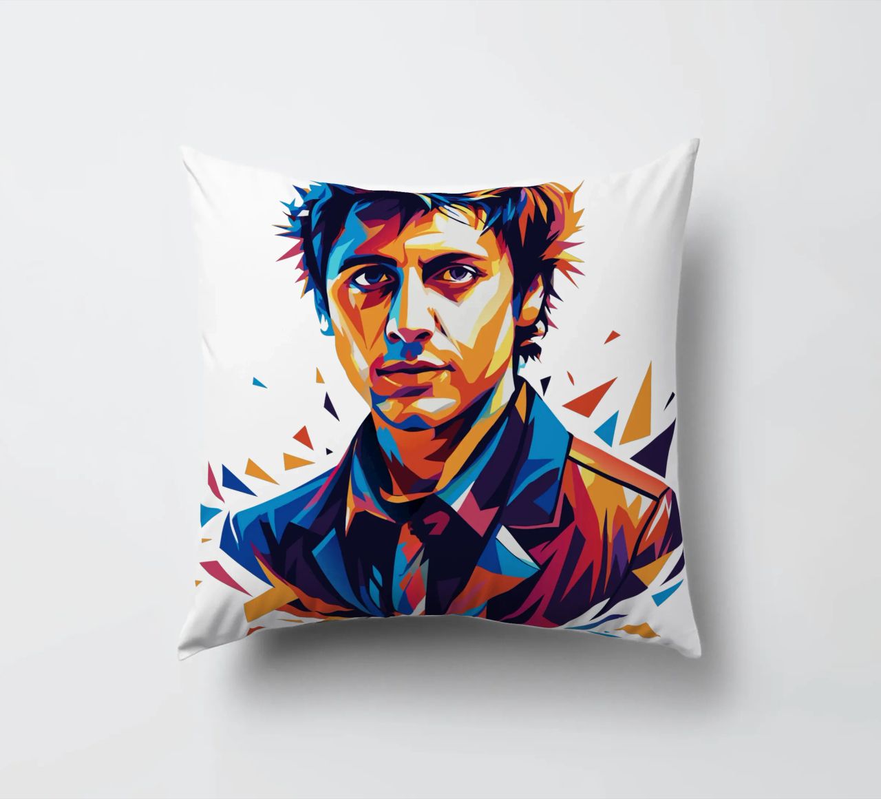 Billie Joe Armstrong Portrait in WPAP Pop Art cuscino da vectorartnesia