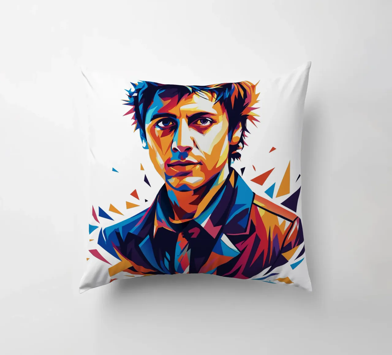 Billie Joe Armstrong Portrait in WPAP Pop Art cuscino da vectorartnesia