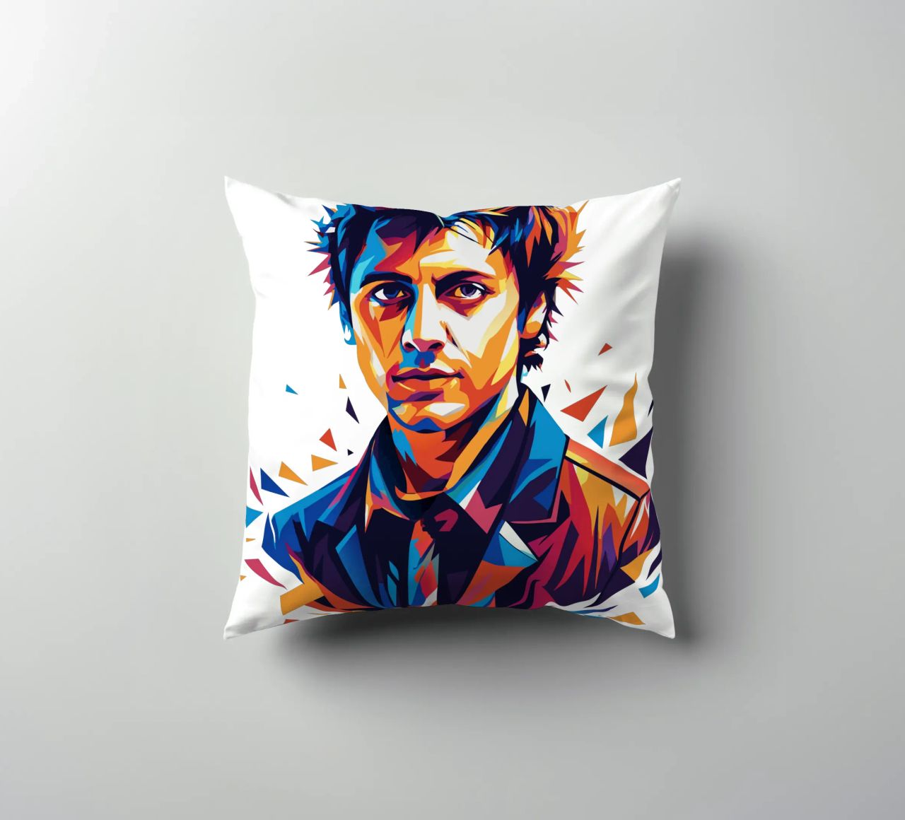 Billie Joe Armstrong Portrait in WPAP Pop Art cuscino da vectorartnesia