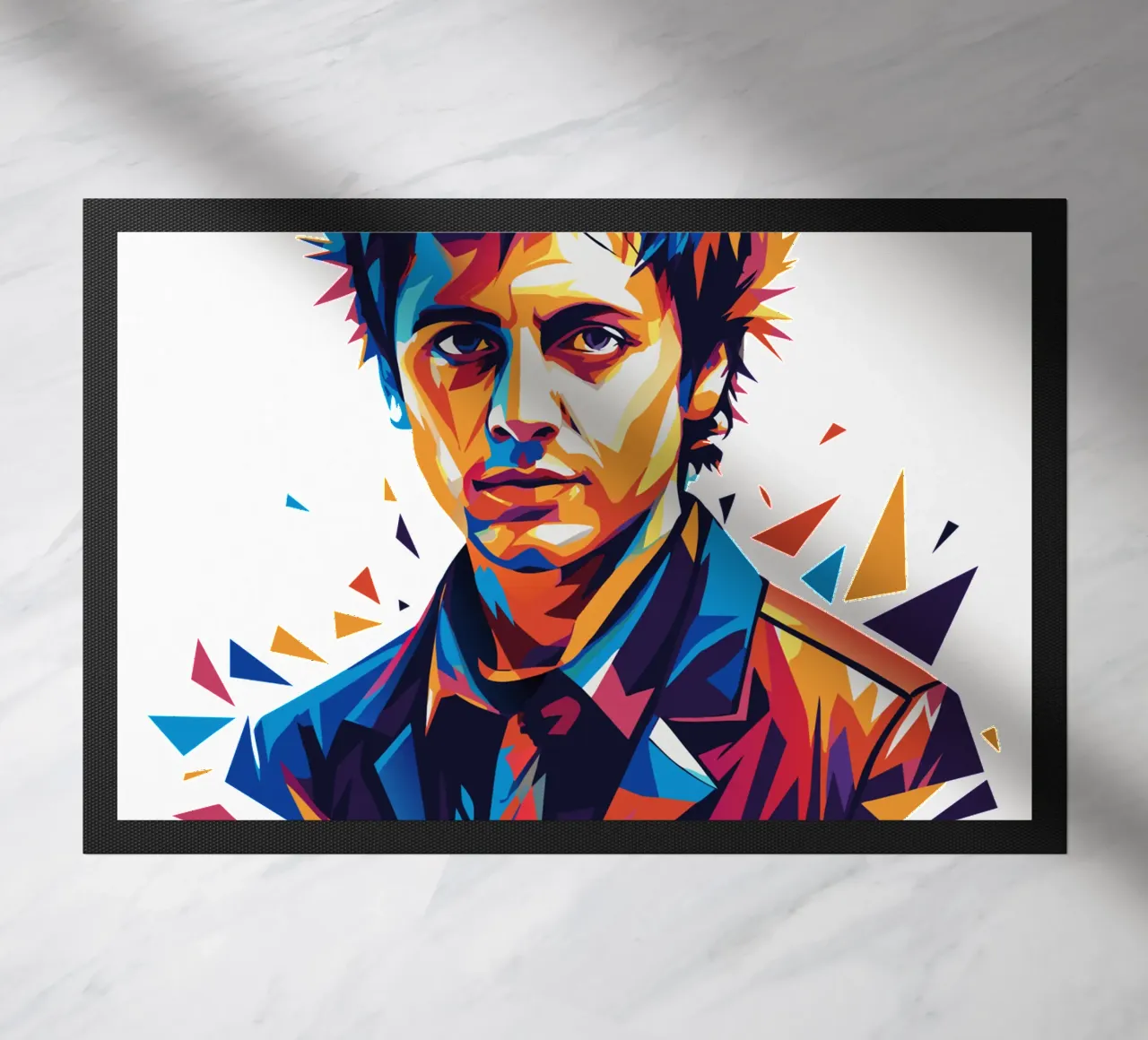 Billie Joe Armstrong Portrait in WPAP Pop Art doormat by vectorartnesia