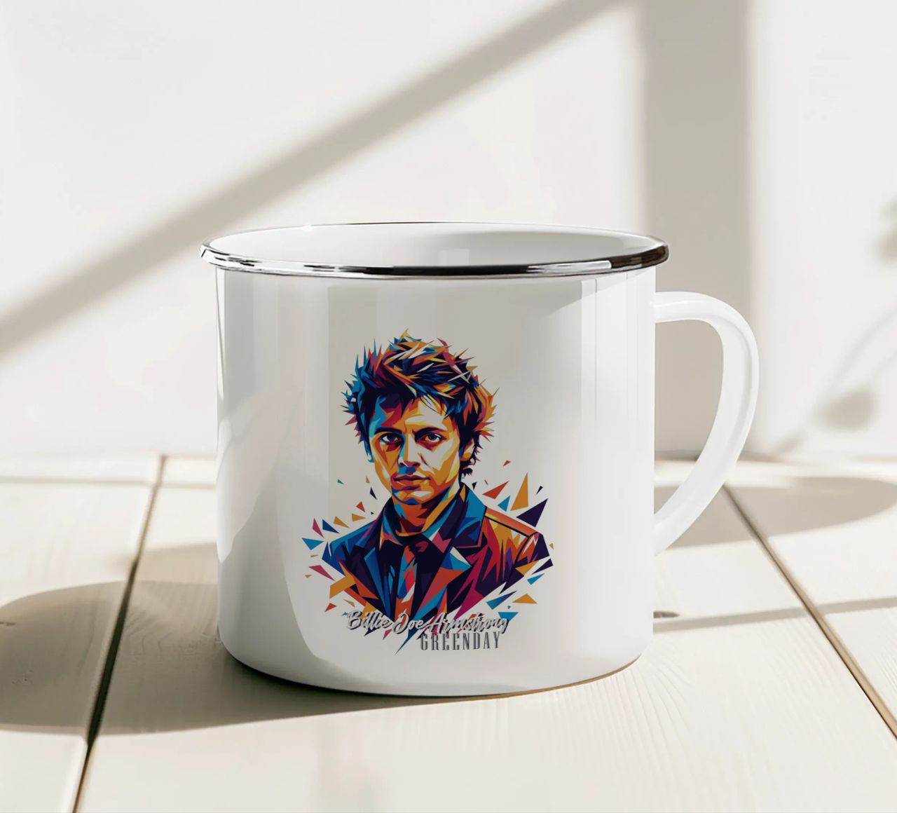 Billie Joe Armstrong Portrait in WPAP Pop Art tazza in smalto da vectorartnesia