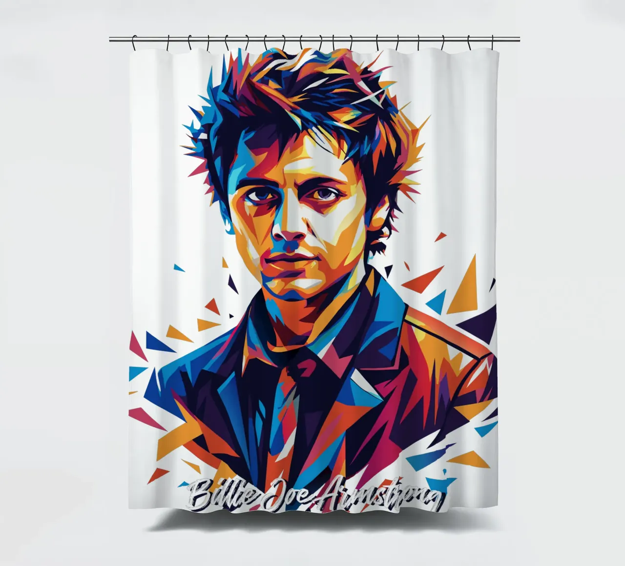 Billie Joe Armstrong Portrait in WPAP Pop Art tenda da doccia da vectorartnesia
