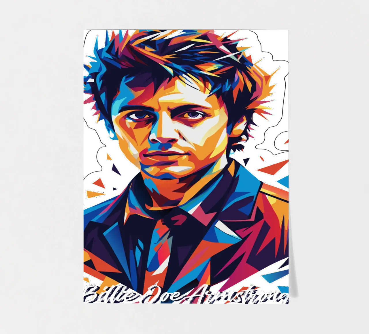 Billie Joe Armstrong Portrait in WPAP Pop Art foglio adesivo da vectorartnesia