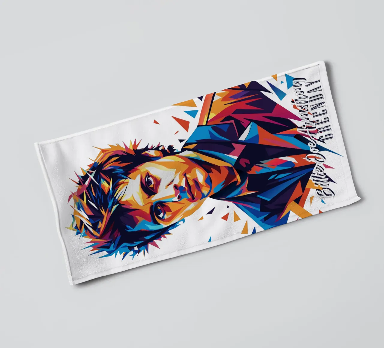 Billie Joe Armstrong Portrait in WPAP Pop Art asciugamano da bagno da vectorartnesia
