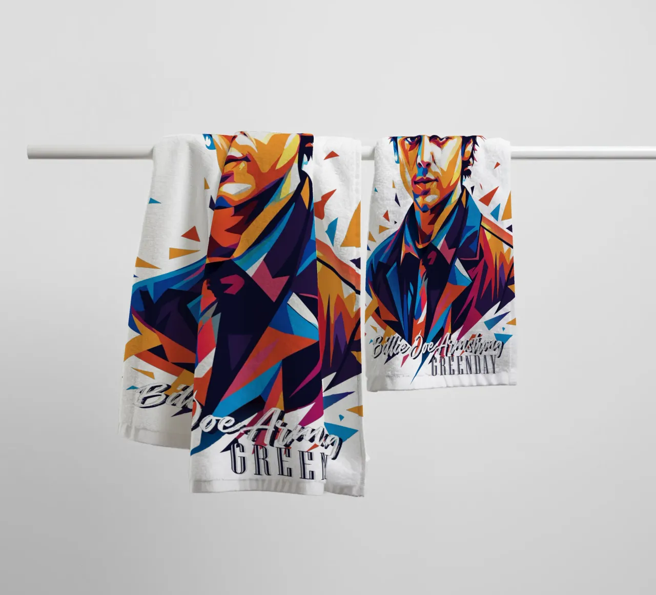 Billie Joe Armstrong Portrait in WPAP Pop Art asciugamano da bagno da vectorartnesia