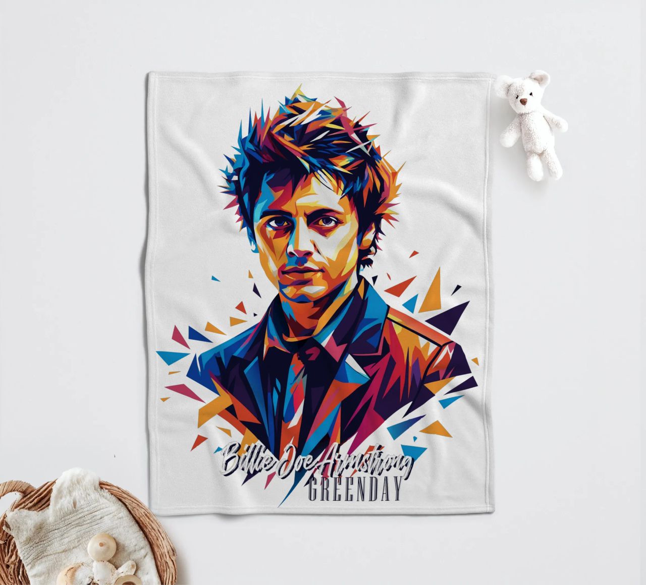 Billie Joe Armstrong Portrait in WPAP Pop Art coperta in pile da vectorartnesia