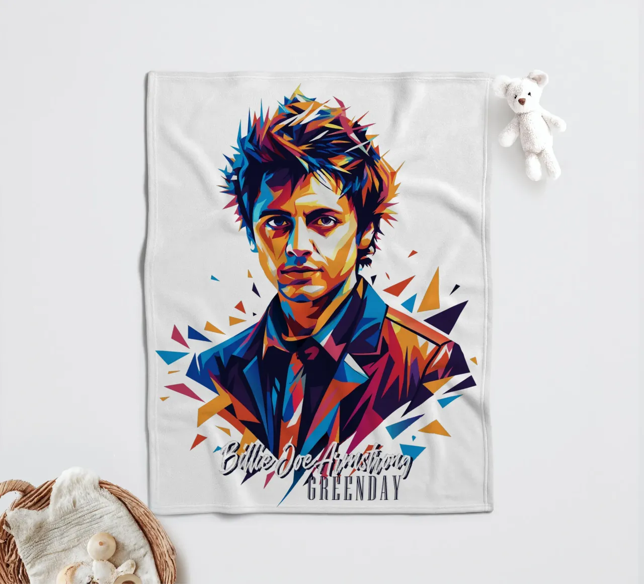 Billie Joe Armstrong Portrait in WPAP Pop Art coperta in pile da vectorartnesia