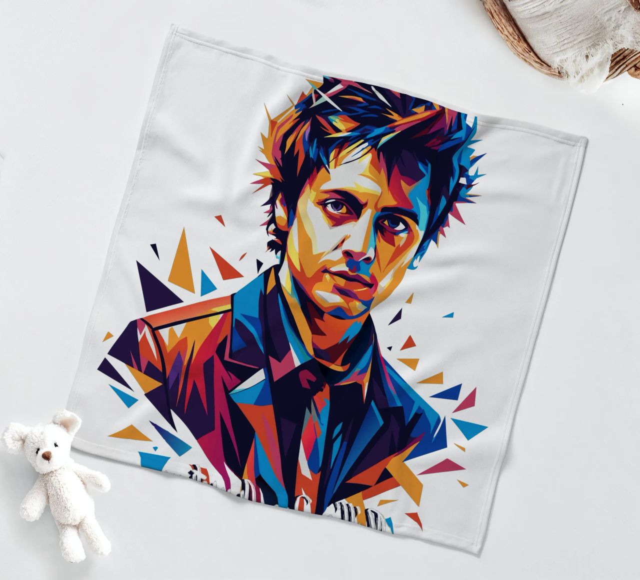 Billie Joe Armstrong Portrait in WPAP Pop Art coperta in pile da vectorartnesia