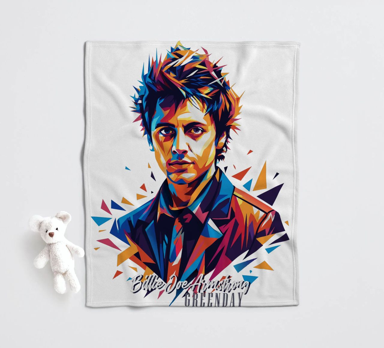 Billie Joe Armstrong Portrait in WPAP Pop Art coperta in pile da vectorartnesia