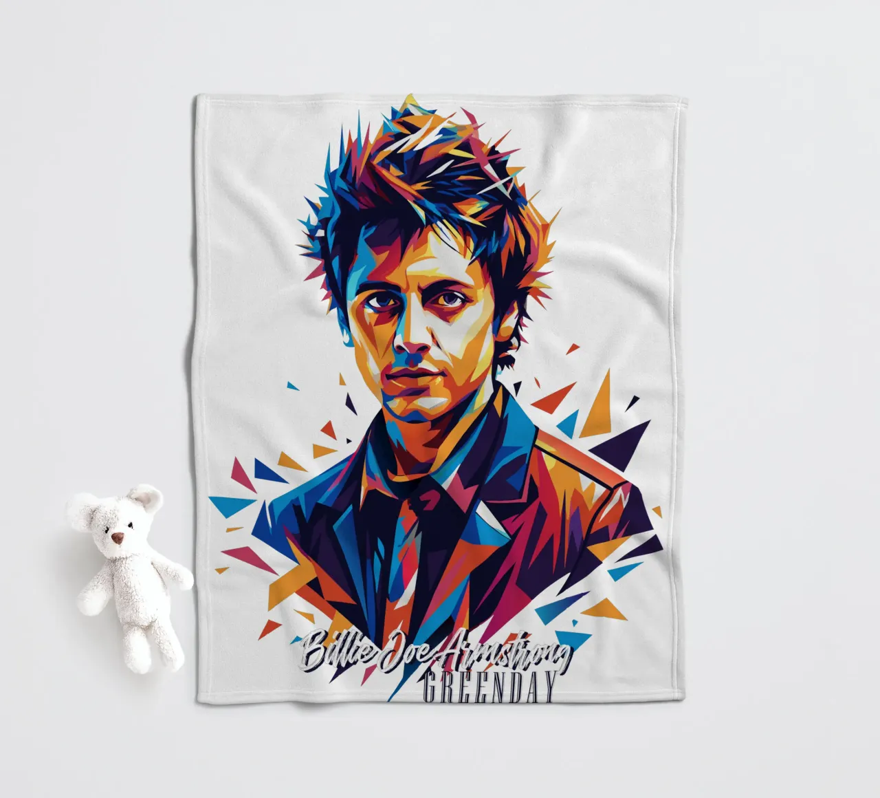 Billie Joe Armstrong Portrait in WPAP Pop Art coperta in pile da vectorartnesia