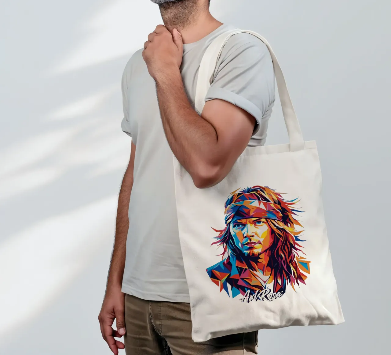 Axl Rose portrait in WPAP Pop Art borsa in juta da vectorartnesia