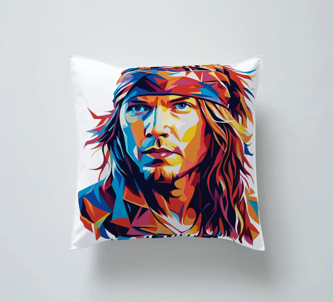 Axl Rose portrait in WPAP Pop Art cuscino da vectorartnesia