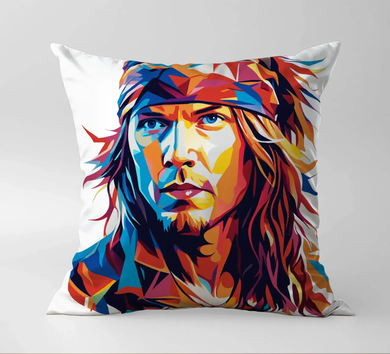 Axl Rose portrait in WPAP Pop Art cuscino da vectorartnesia
