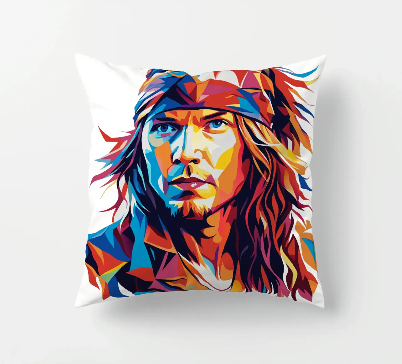 Axl Rose portrait in WPAP Pop Art cuscino da vectorartnesia