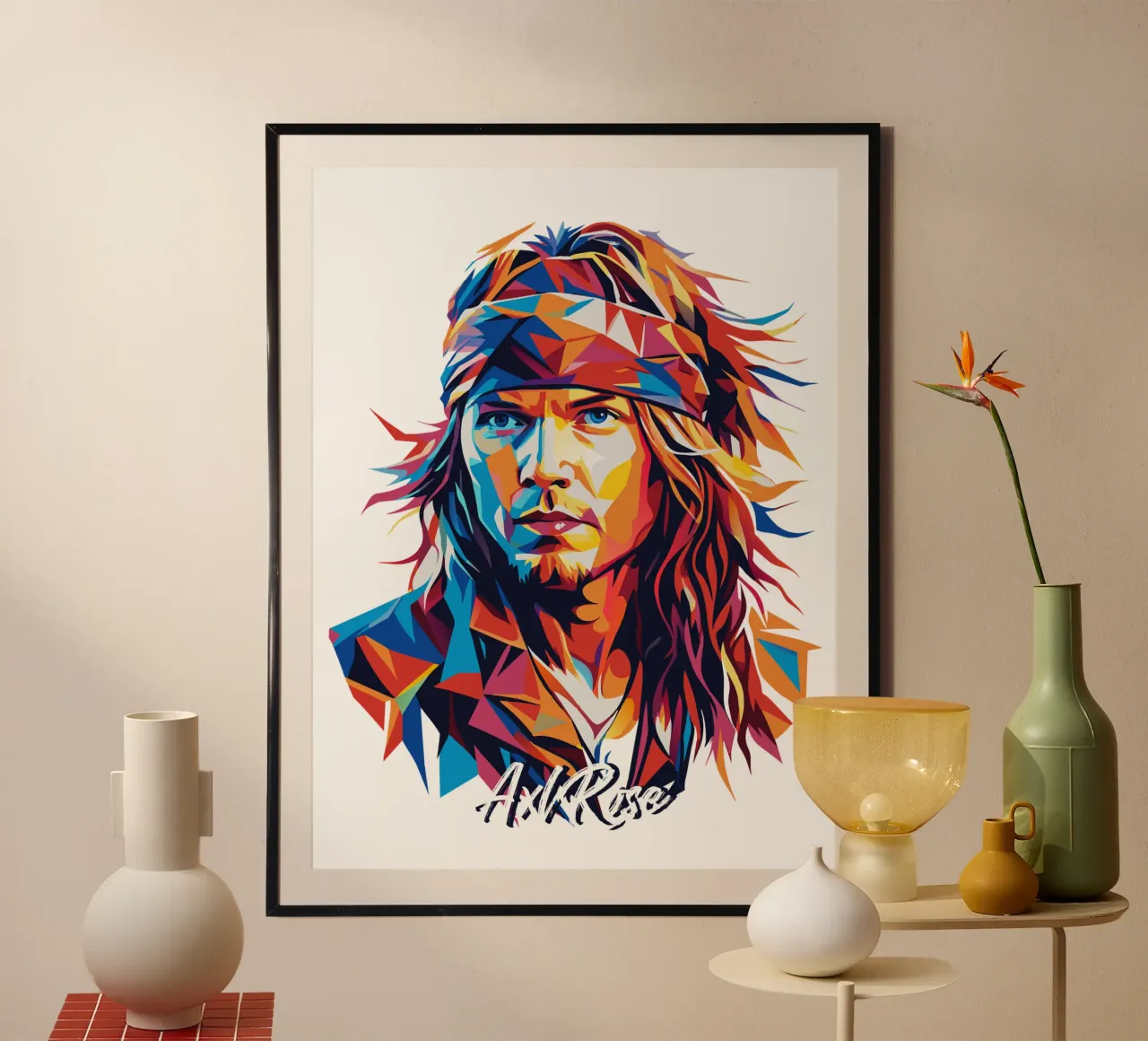 Axl Rose portrait in WPAP Pop Art carta hahnemühle da vectorartnesia