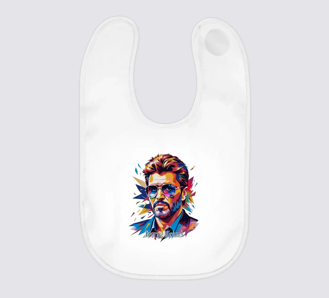 George Michael Portrait in WPAP Pop Art baby slabbetje van vectorartnesia