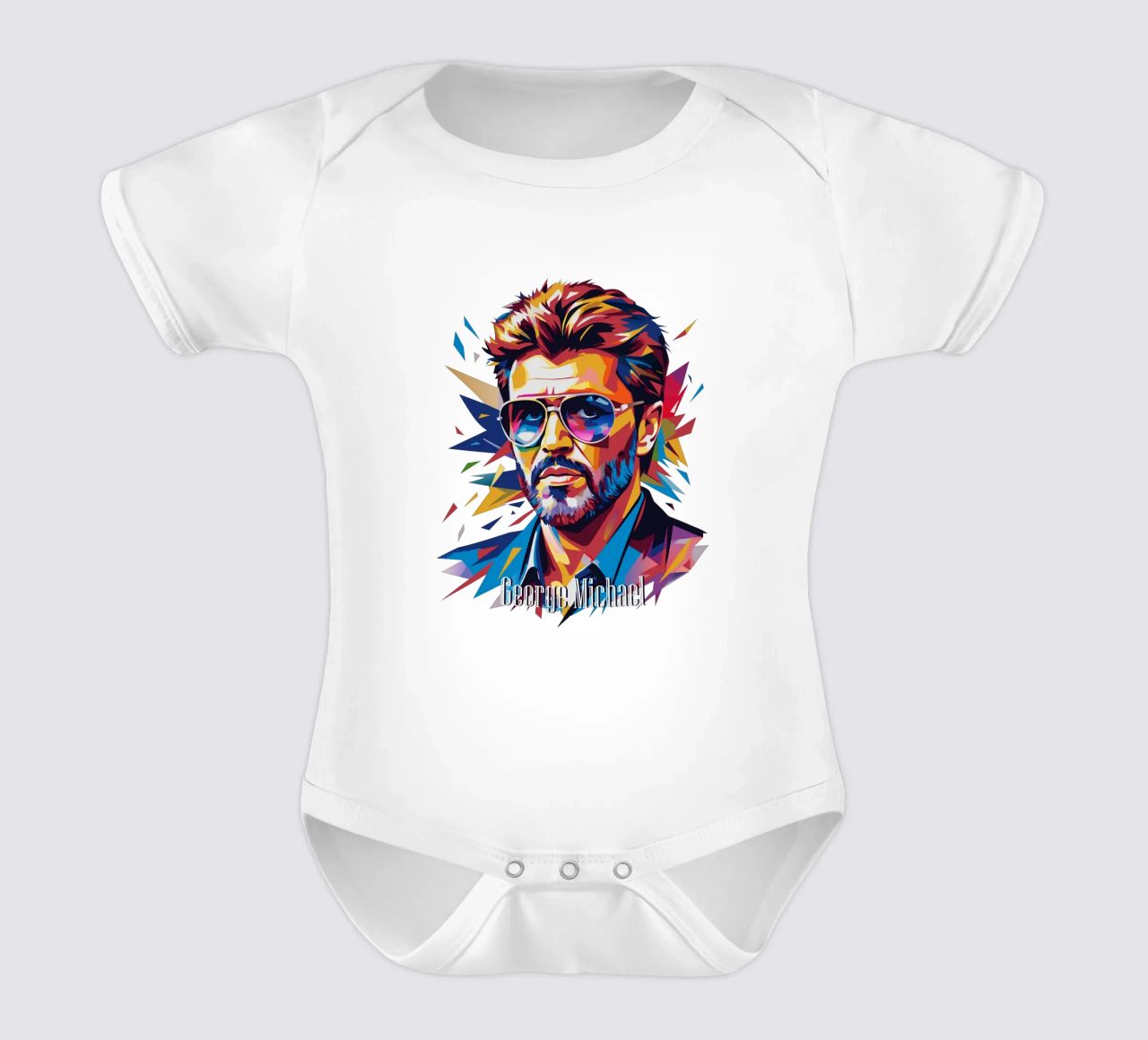 George Michael Portrait in WPAP Pop Art body neonato maniche corte da vectorartnesia