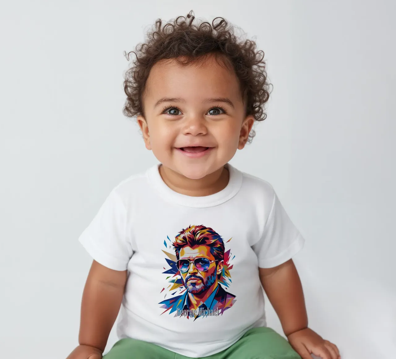George Michael Portrait in WPAP Pop Art camiseta de bebé de vectorartnesia