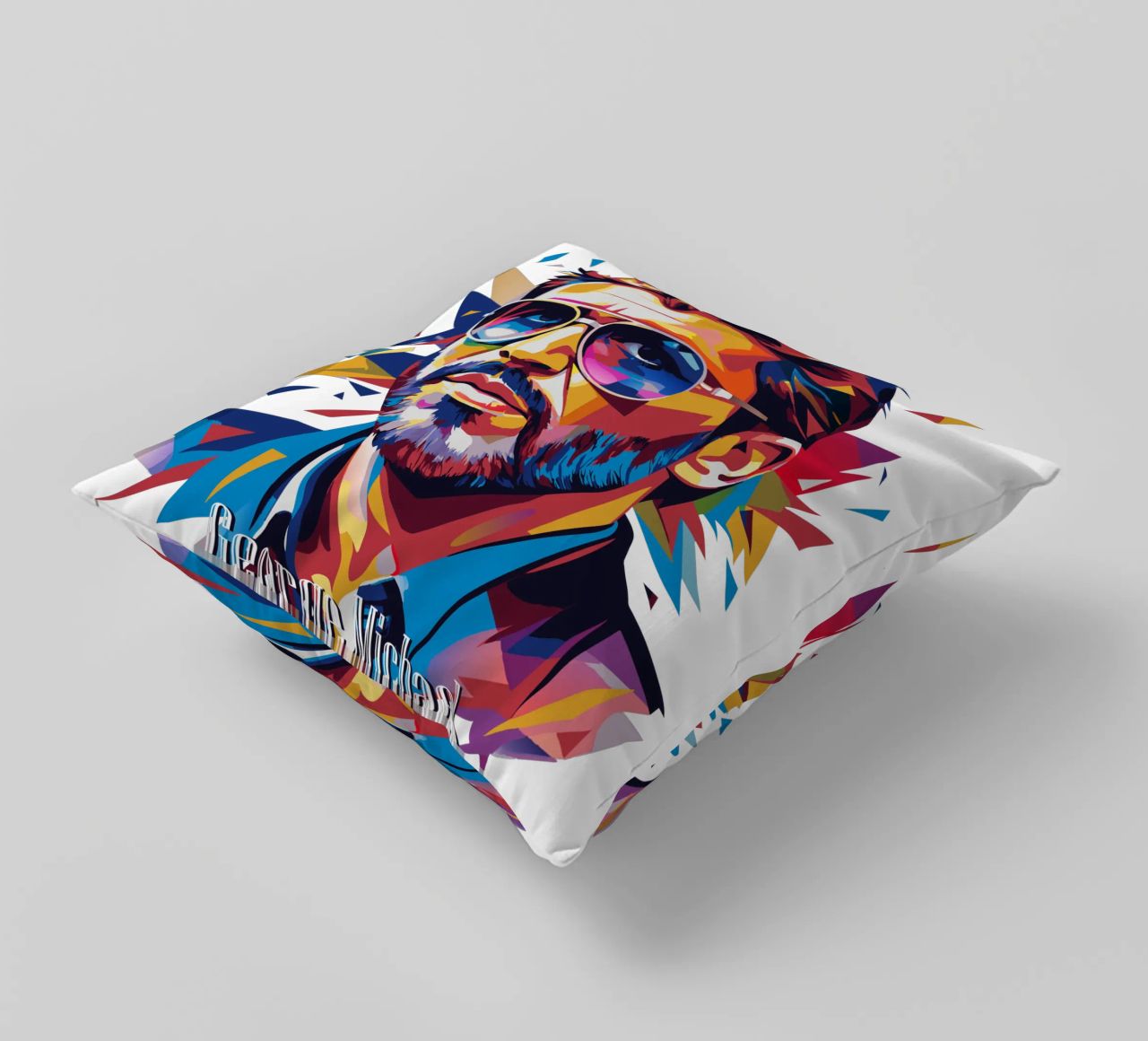 George Michael Portrait in WPAP Pop Art cuscino da vectorartnesia