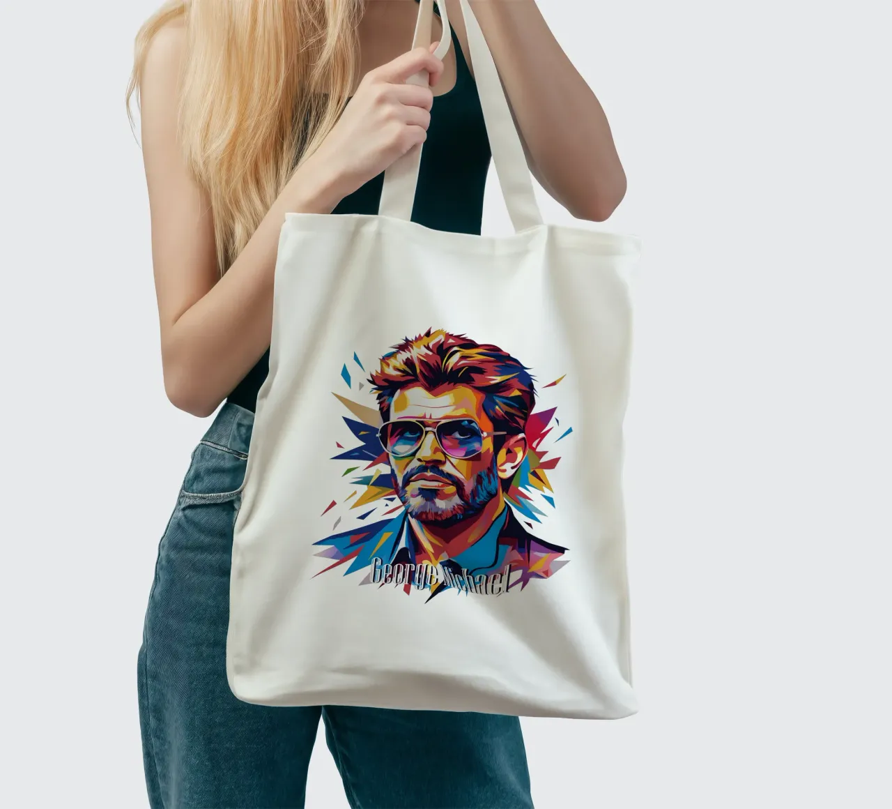 George Michael Portrait in WPAP Pop Art tote bag by vectorartnesia