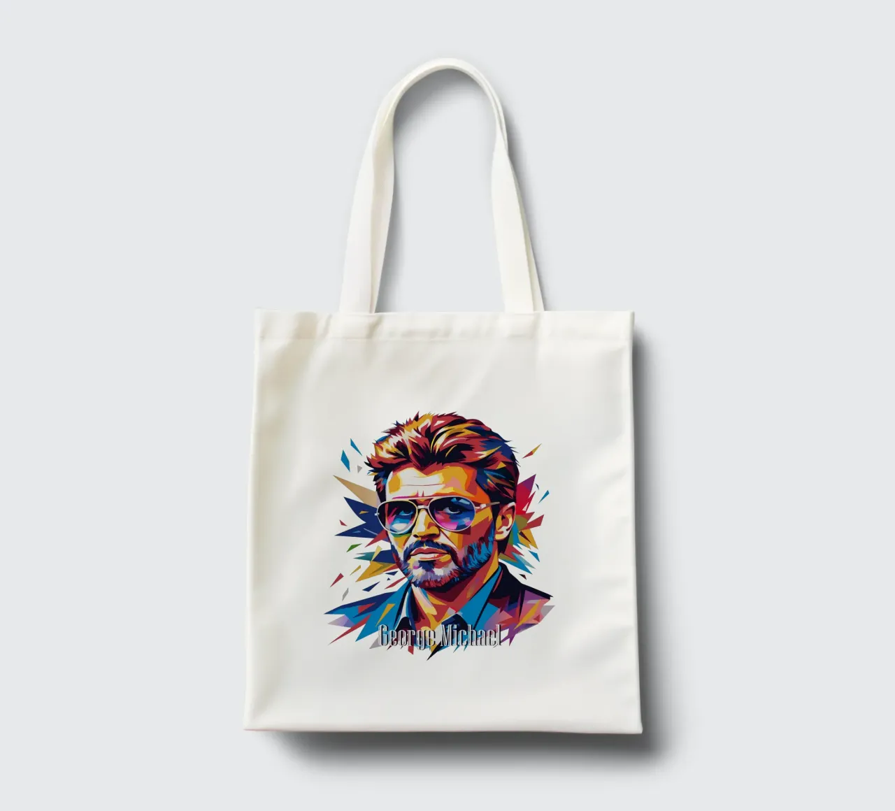 George Michael Portrait in WPAP Pop Art tote bag by vectorartnesia
