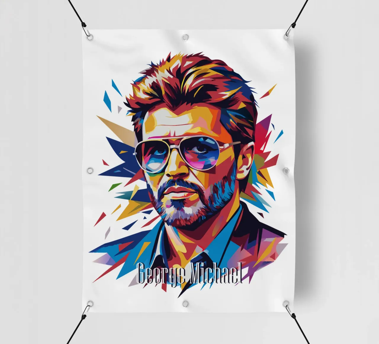 George Michael Portrait in WPAP Pop Art telo in pvc da vectorartnesia