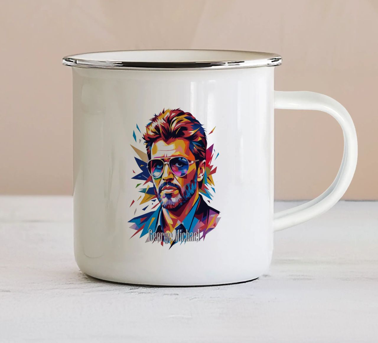 George Michael Portrait in WPAP Pop Art tazza in smalto da vectorartnesia