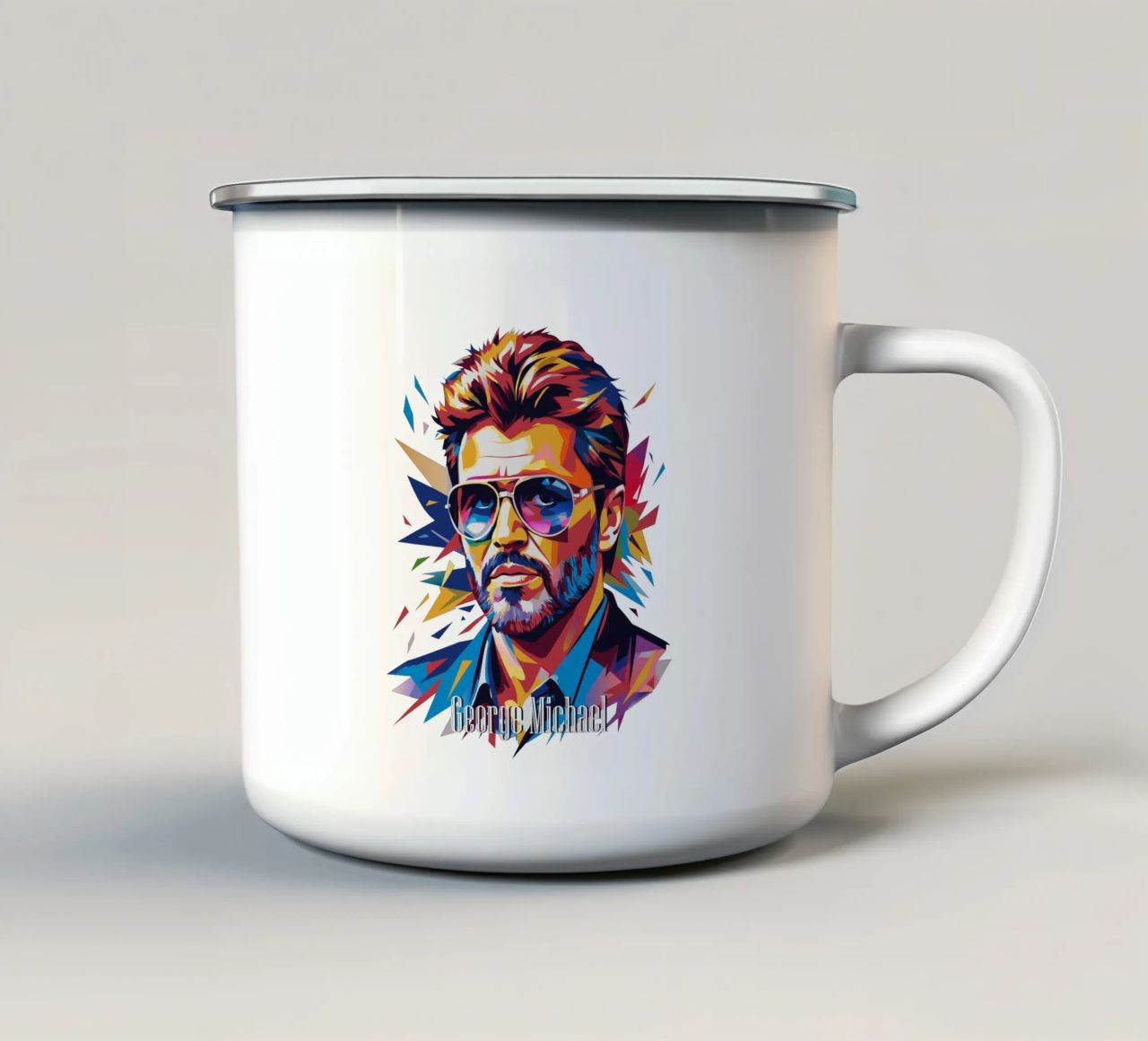 George Michael Portrait in WPAP Pop Art tazza in smalto da vectorartnesia