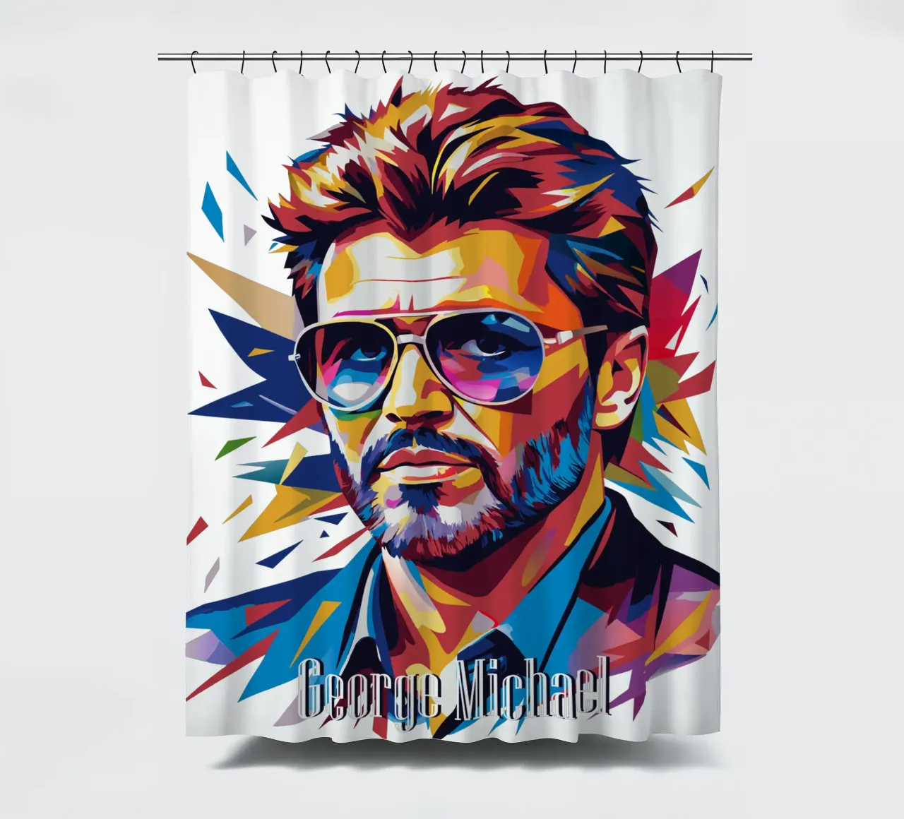 George Michael Portrait in WPAP Pop Art tenda da doccia da vectorartnesia