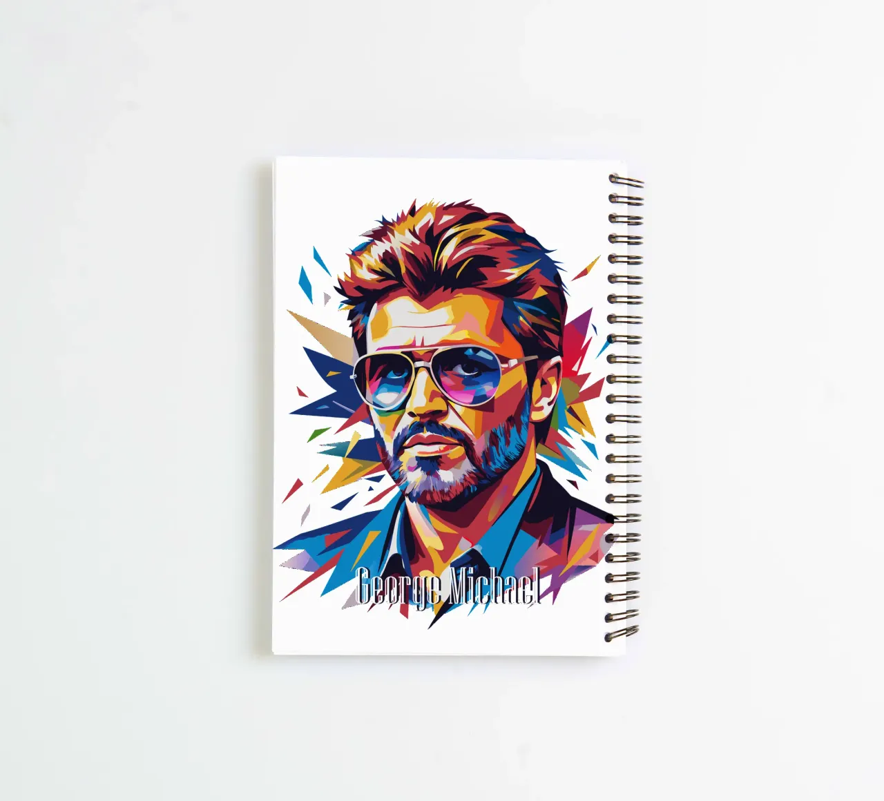 George Michael Portrait in WPAP Pop Art spiral notebook by vectorartnesia