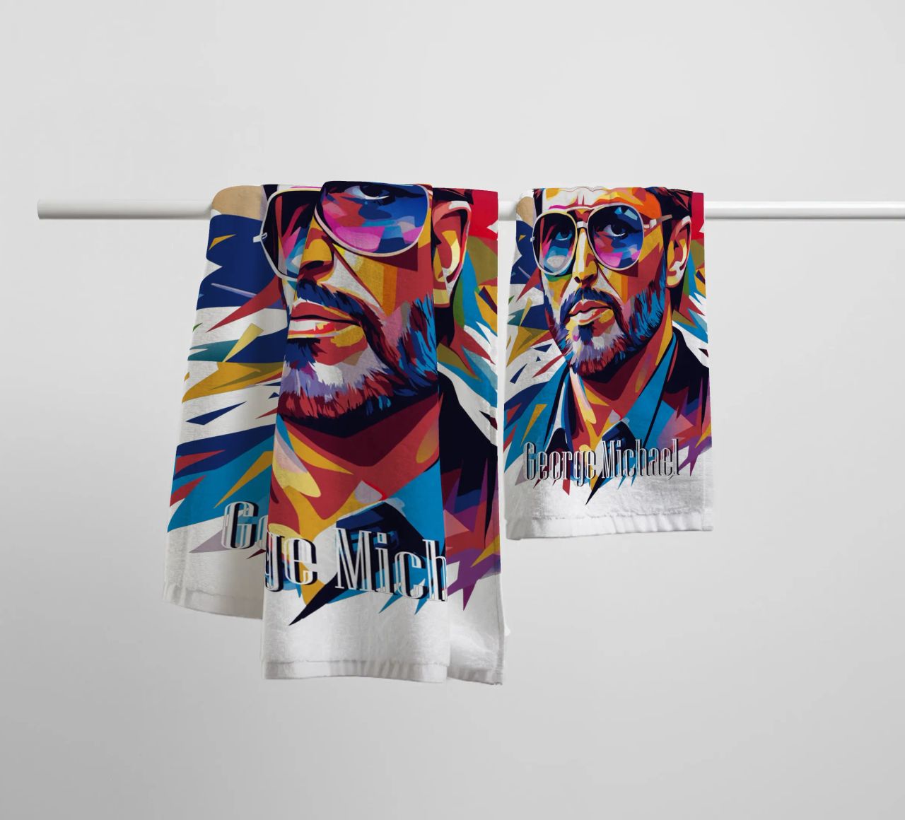 George Michael Portrait in WPAP Pop Art asciugamano da bagno da vectorartnesia