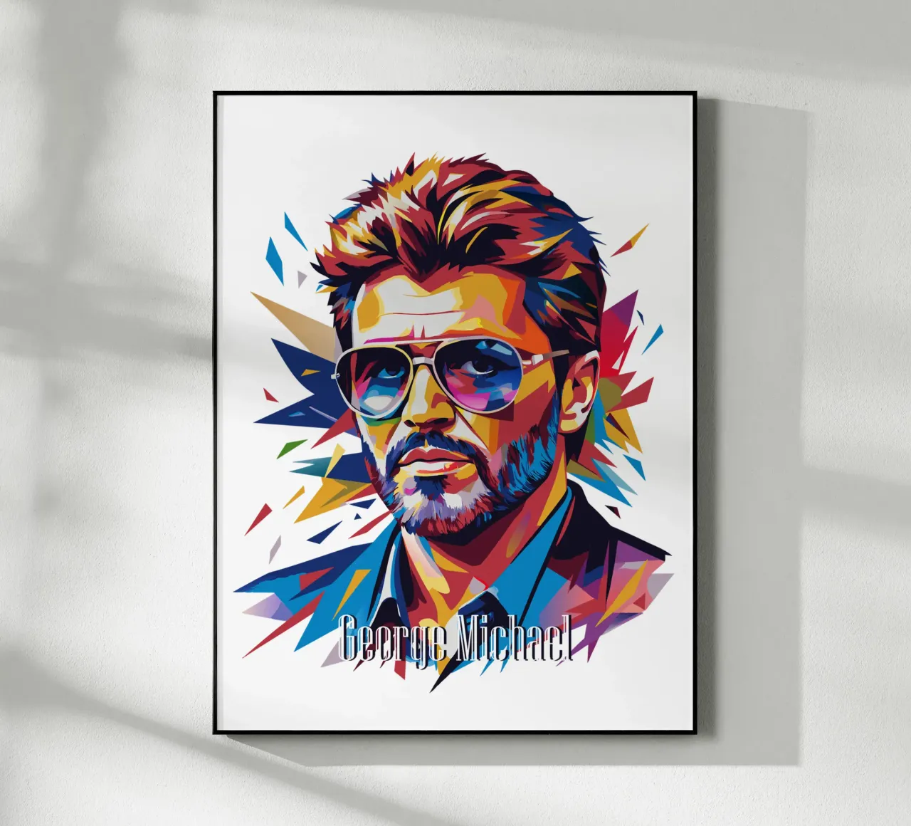 George Michael Portrait in WPAP Pop Art plexiglass da vectorartnesia