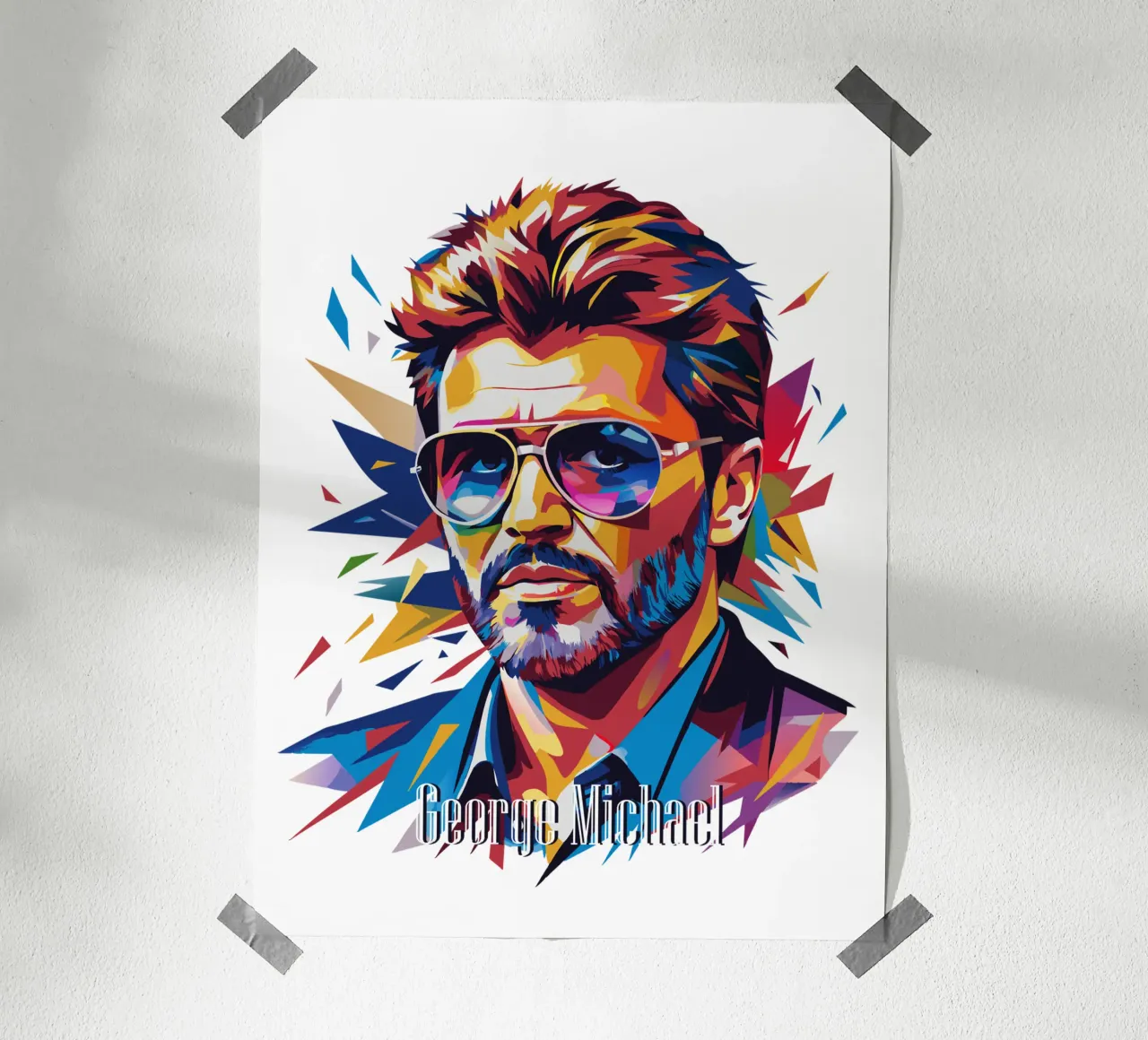 George Michael Portrait in WPAP Pop Art carta hahnemühle da vectorartnesia
