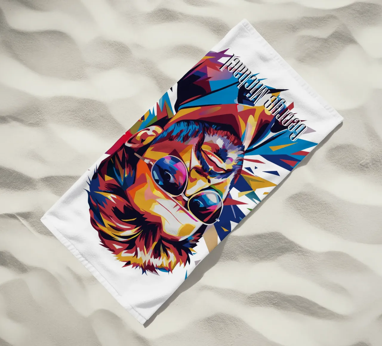 George Michael Portrait in WPAP Pop Art Strandtuch von vectorartnesia