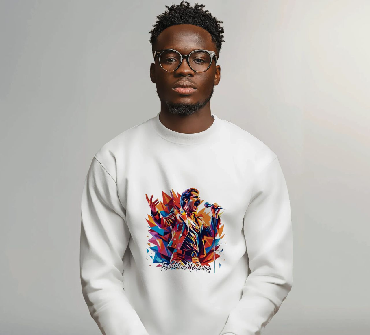 Freddie Mercury in WPAP Pop Art Sweatshirt von vectorartnesia