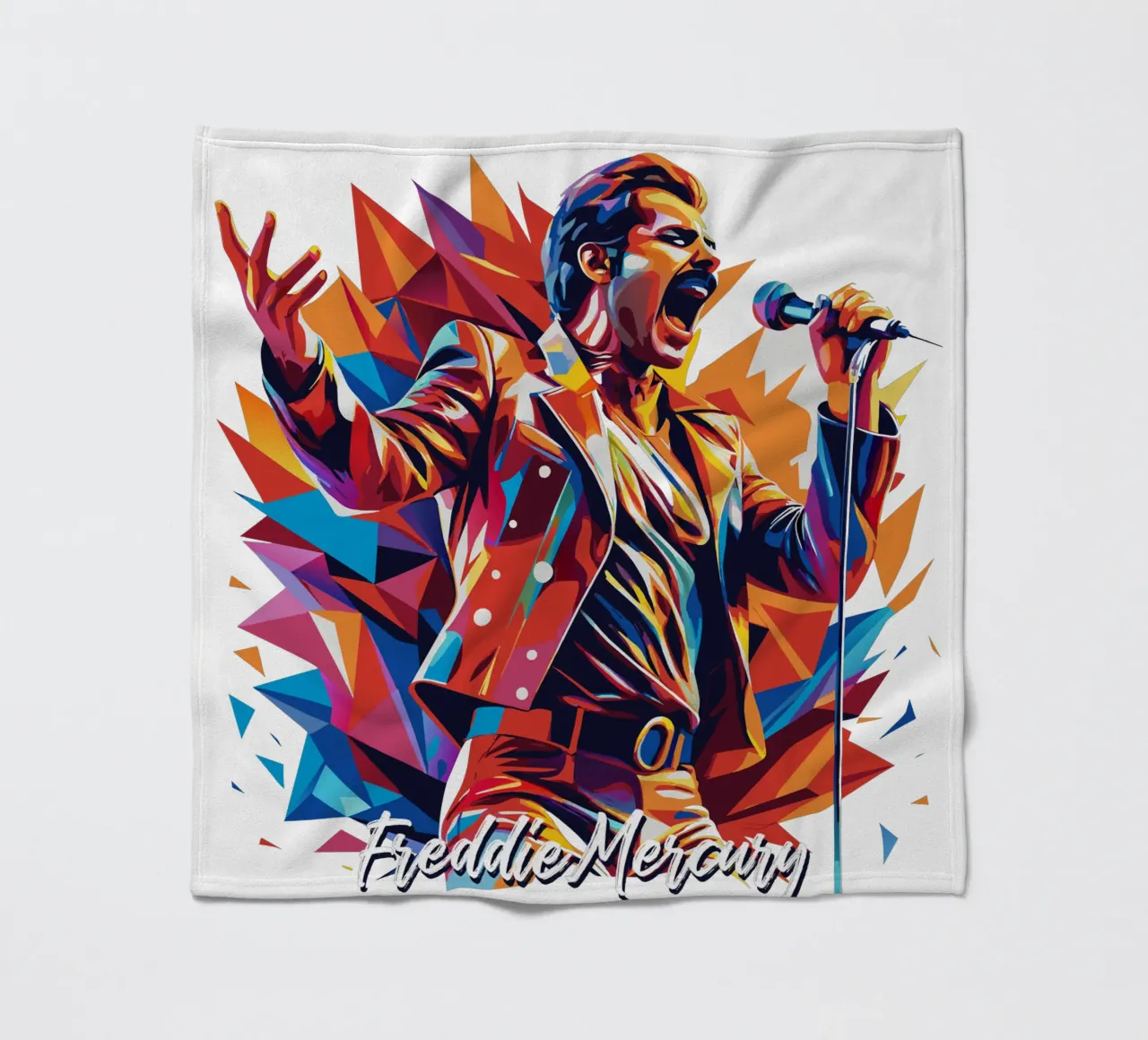Freddie Mercury in WPAP Pop Art manta de franela de vectorartnesia