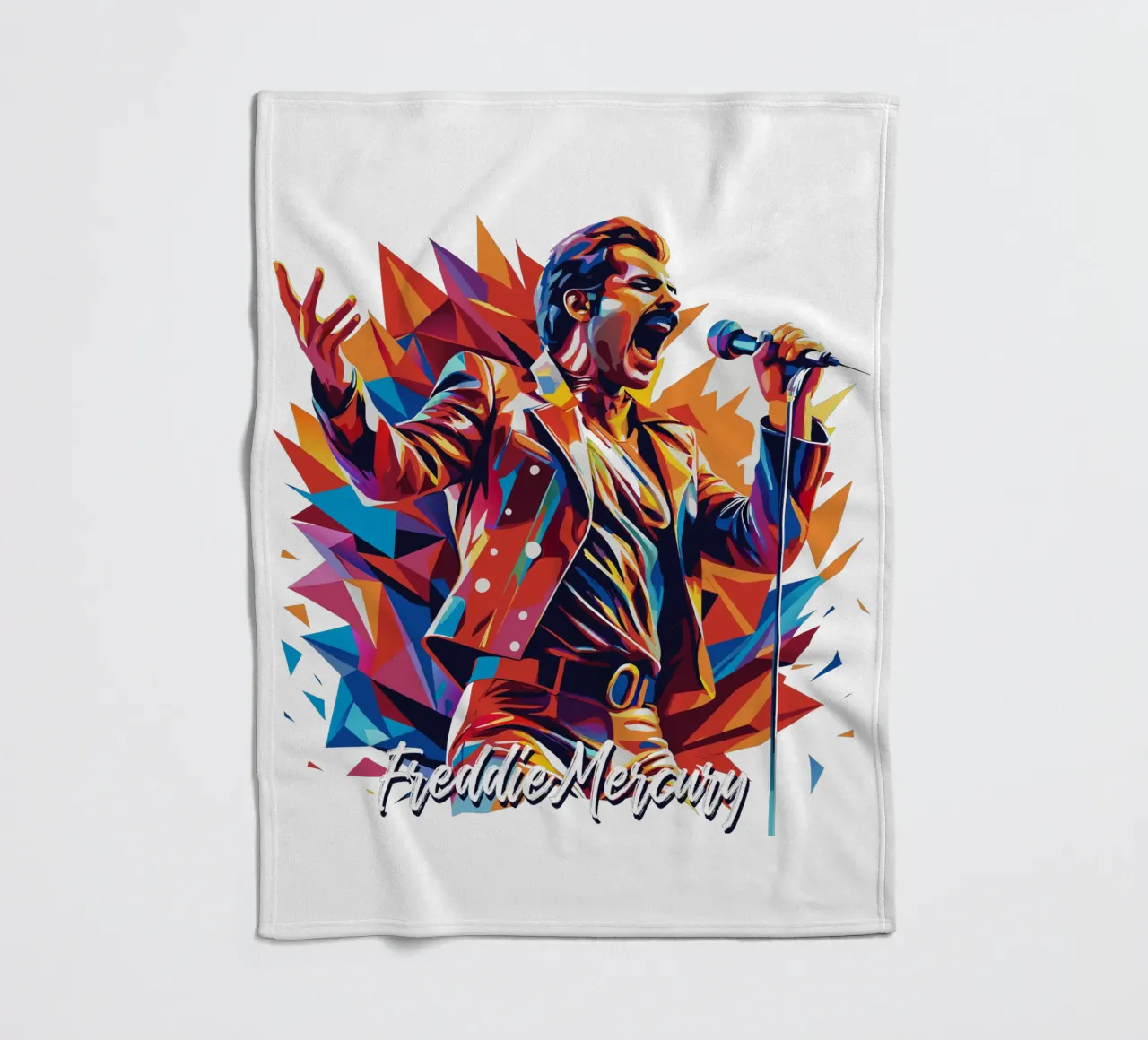 Freddie Mercury in WPAP Pop Art manta de franela de vectorartnesia