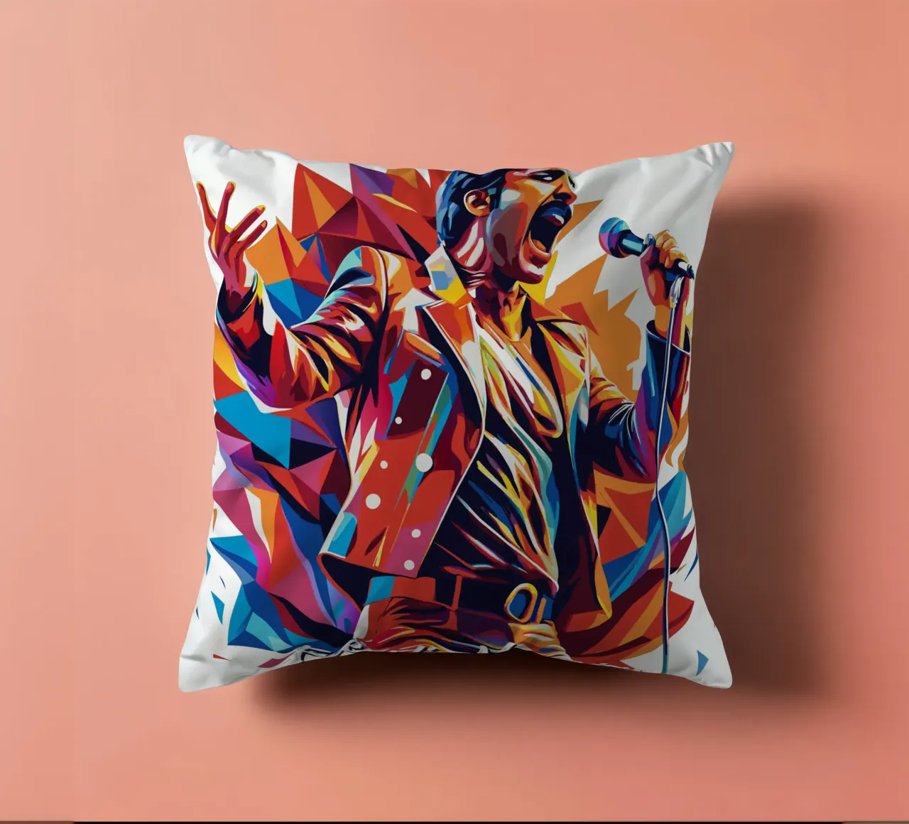 Freddie Mercury in WPAP Pop Art Kissen von vectorartnesia