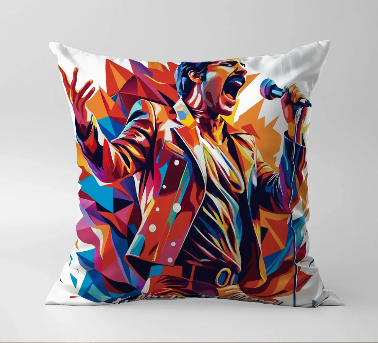 Freddie Mercury in WPAP Pop Art cuscino da vectorartnesia