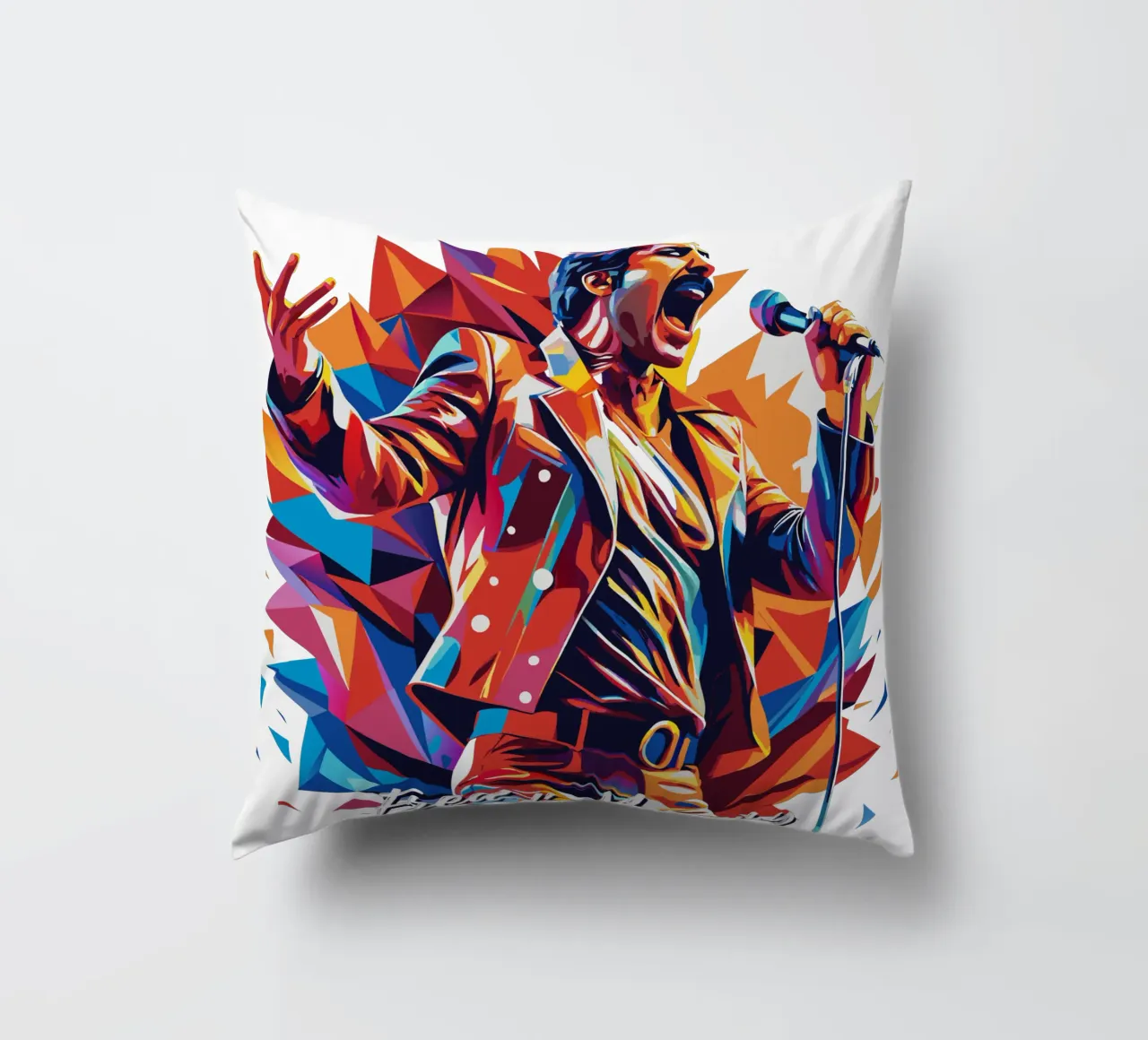 Freddie Mercury in WPAP Pop Art cuscino da vectorartnesia