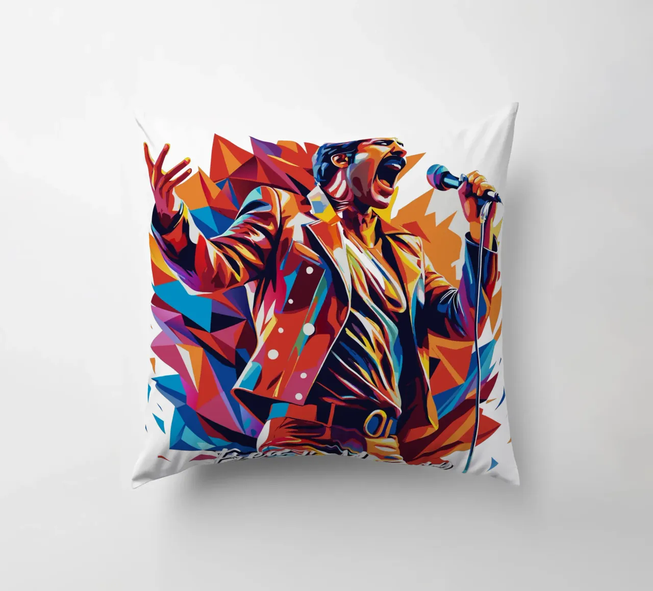 Freddie Mercury in WPAP Pop Art cuscino da vectorartnesia