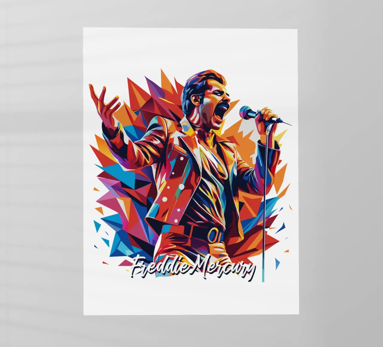 Freddie Mercury in WPAP Pop Art pellicola backlit da vectorartnesia