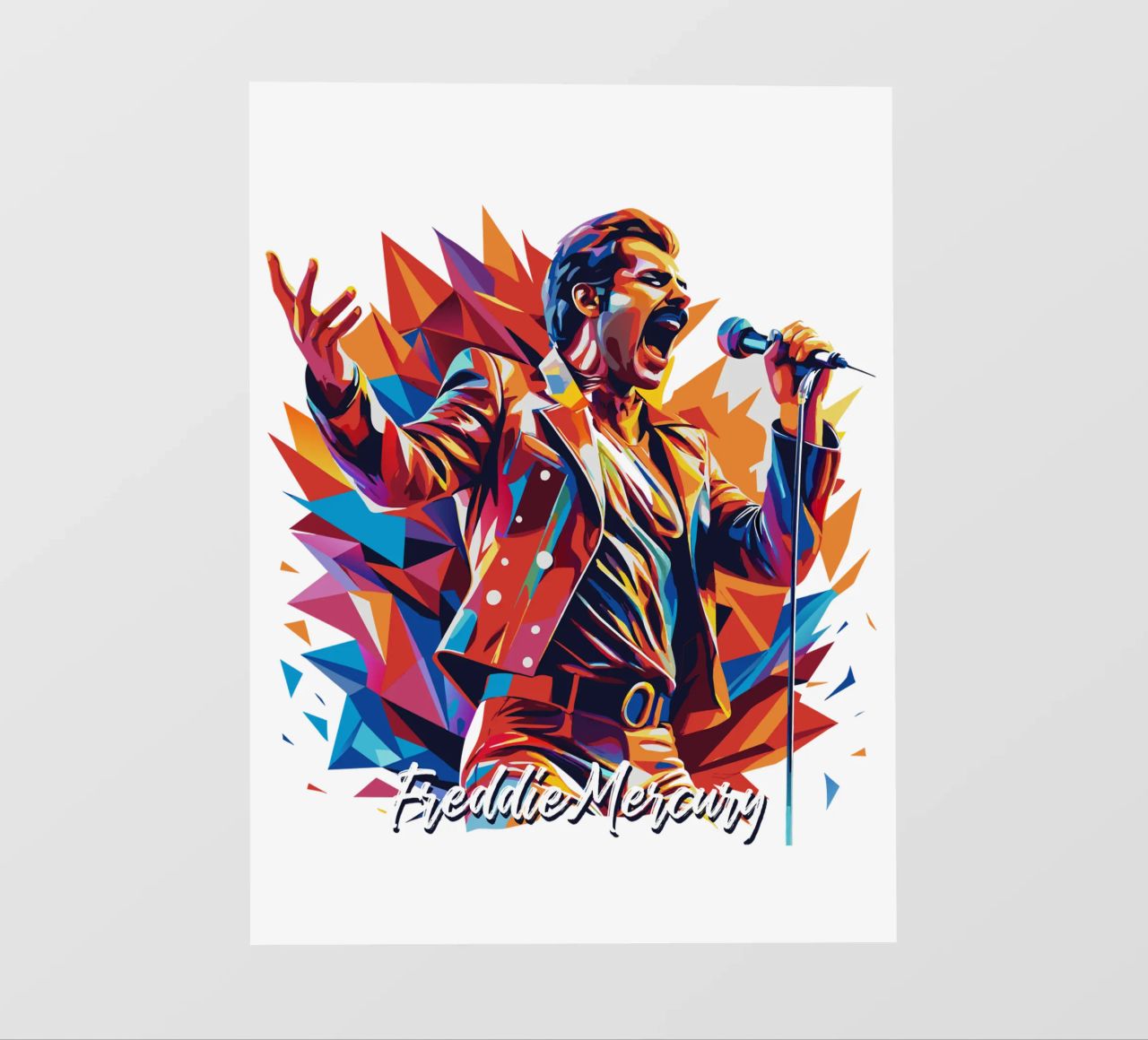 Freddie Mercury in WPAP Pop Art Backlit Folie von vectorartnesia