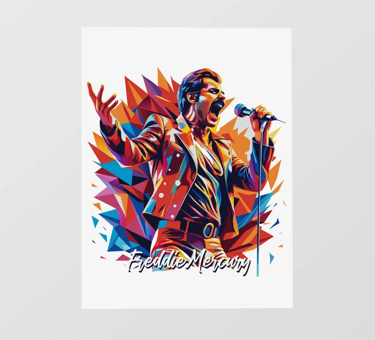 Freddie Mercury in WPAP Pop Art pellicola backlit da vectorartnesia